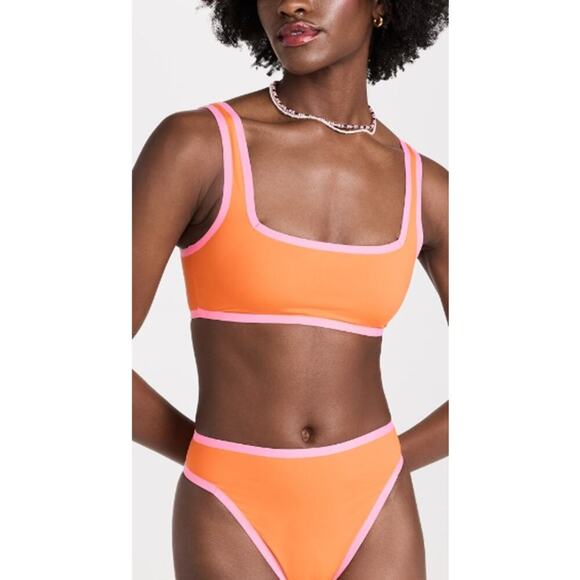 L*Space Fused Ventura Bitsy Bikini Bottoms High Cut Tangerine/Guava Medium NEW - Picture 3 of 7